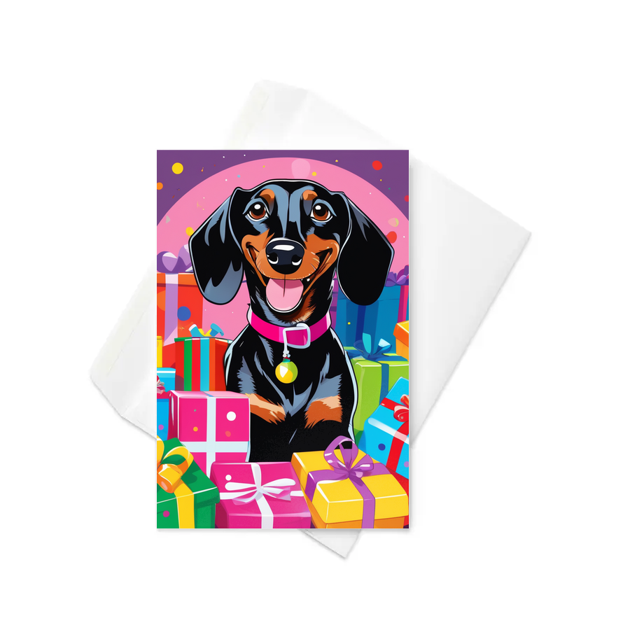 PugMug Custom Black Dachshund Greeting Card