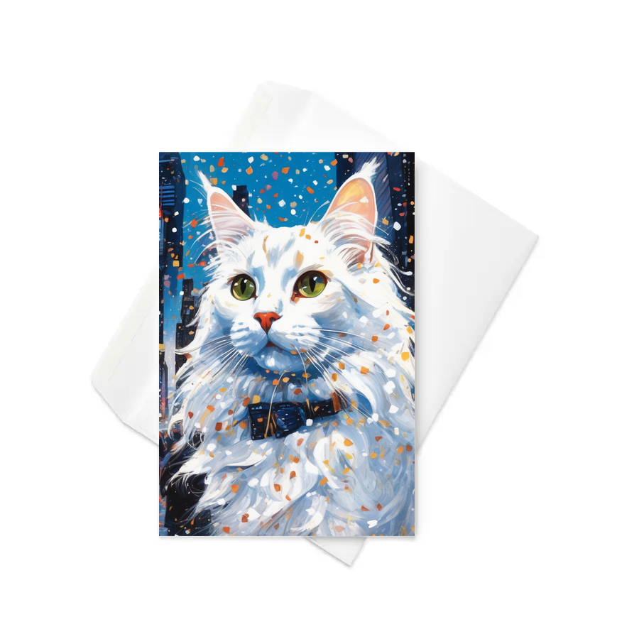 PugMug Custom White Maine Coon Cat Greeting Card
