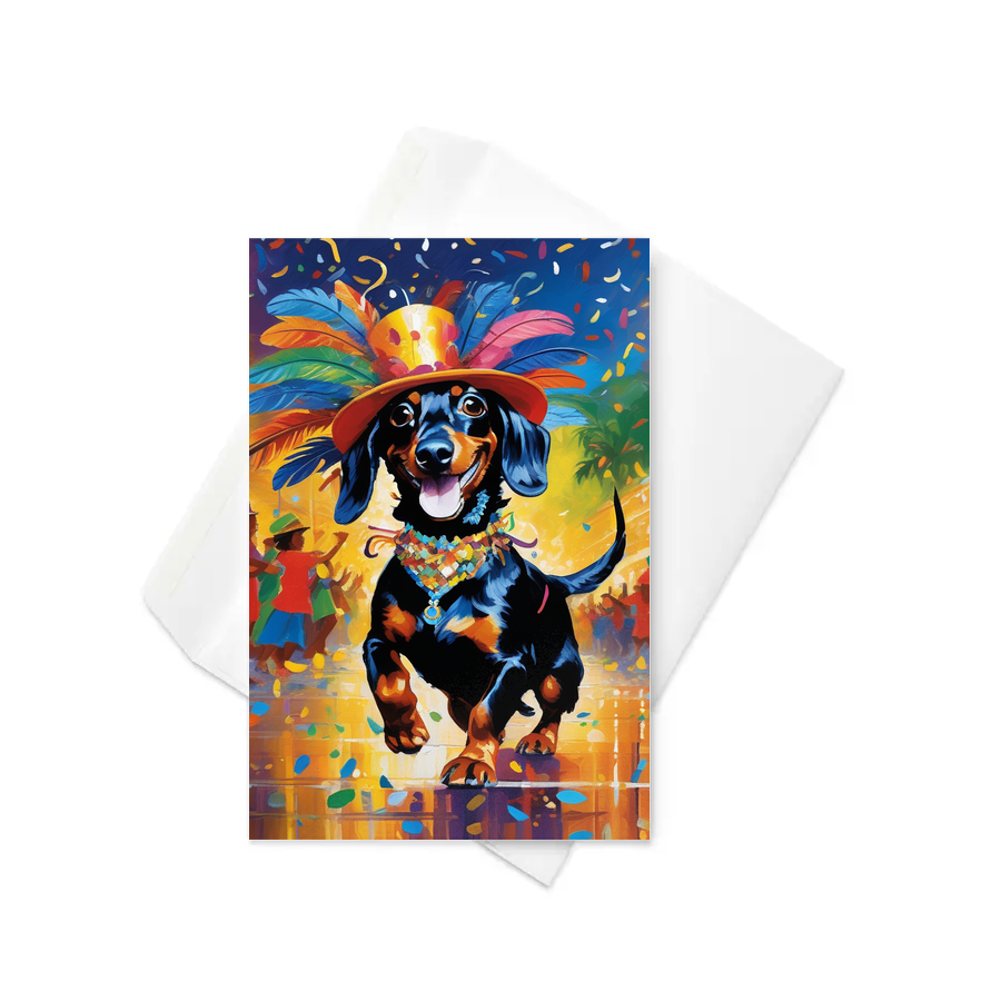 PugMug Custom Black Dachshund Greeting Card