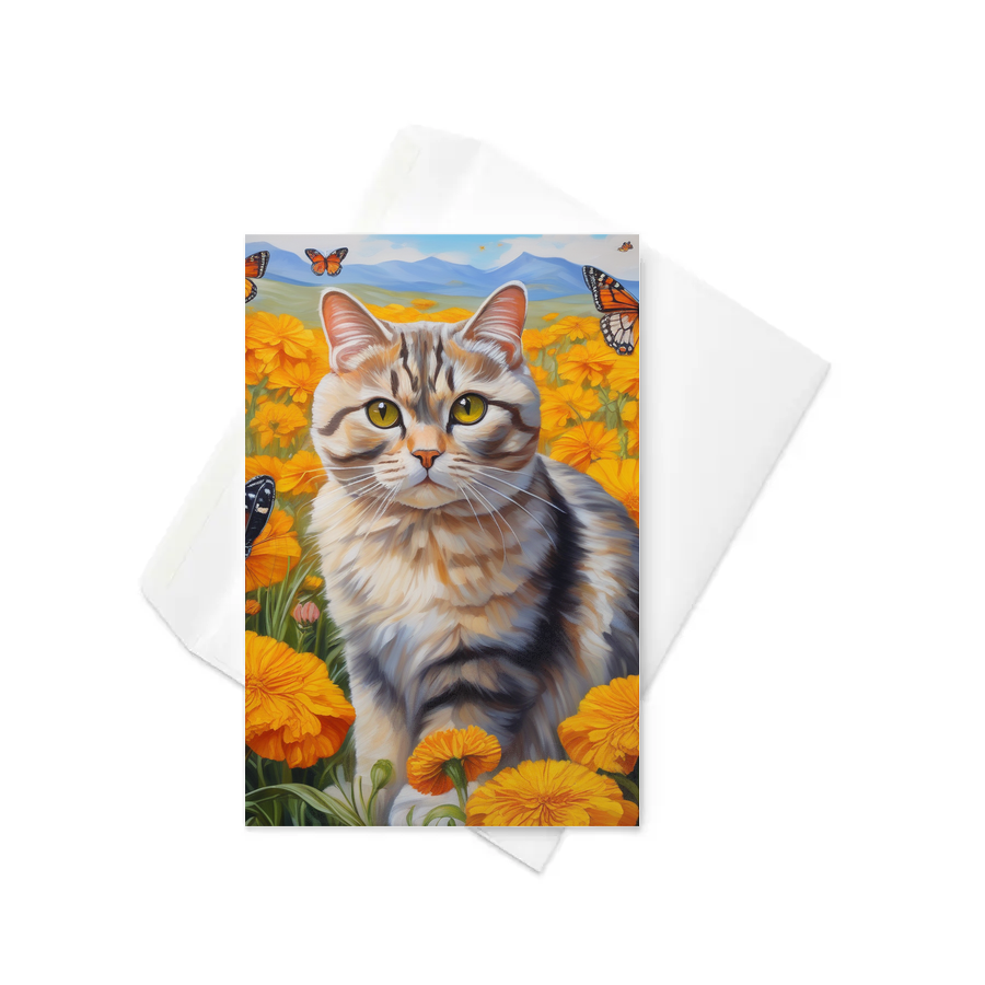 PugMug Custom Tabby Scottish Fold Cat Greeting Card