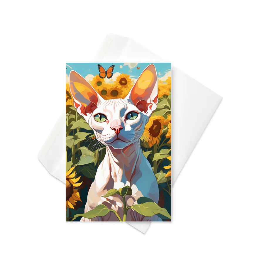 PugMug Custom White Sphynx Cat Greeting Card