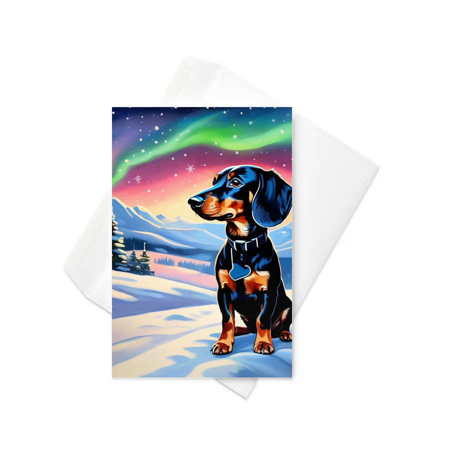 PugMug Custom Black Dachshund Greeting Card