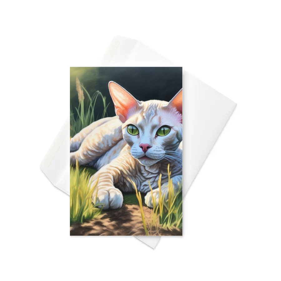 PugMug Custom Tabby Devon Rex Cat Greeting Card