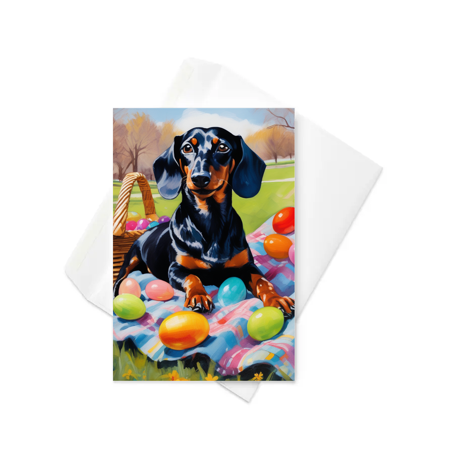 PugMug Custom Black Dachshund Greeting Card