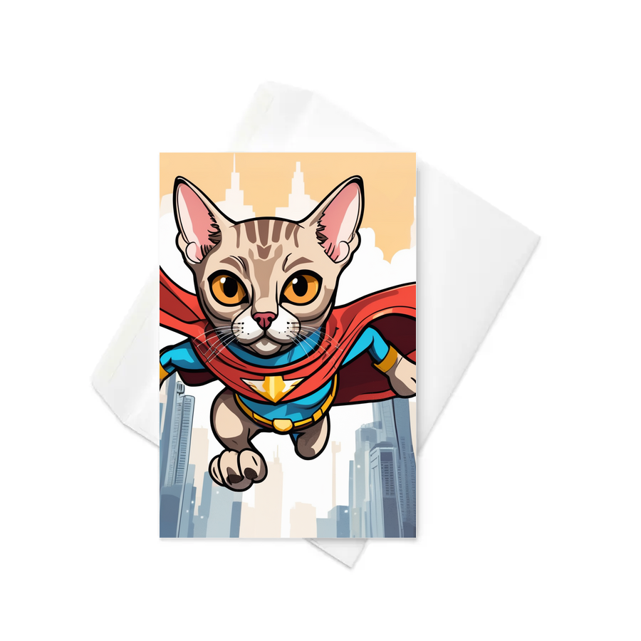 PugMug Custom Tabby Devon Rex Cat Greeting Card