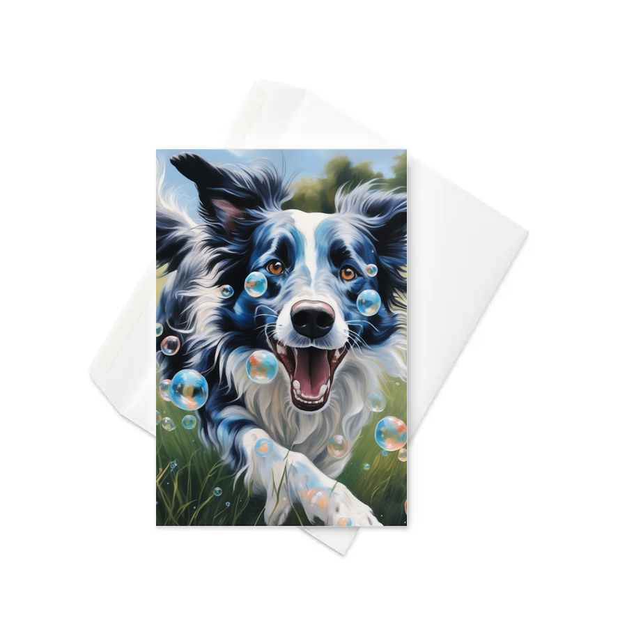 PugMug Custom Blue Merle Border Collie Greeting Card