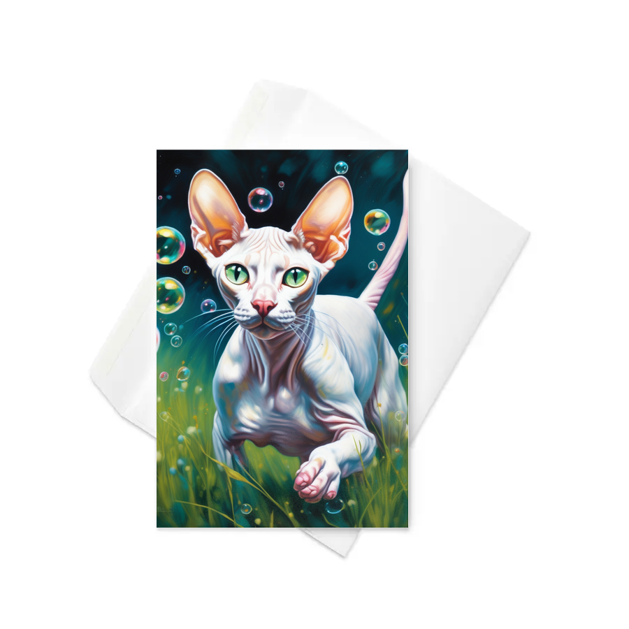 PugMug Custom White Sphynx Cat Greeting Card