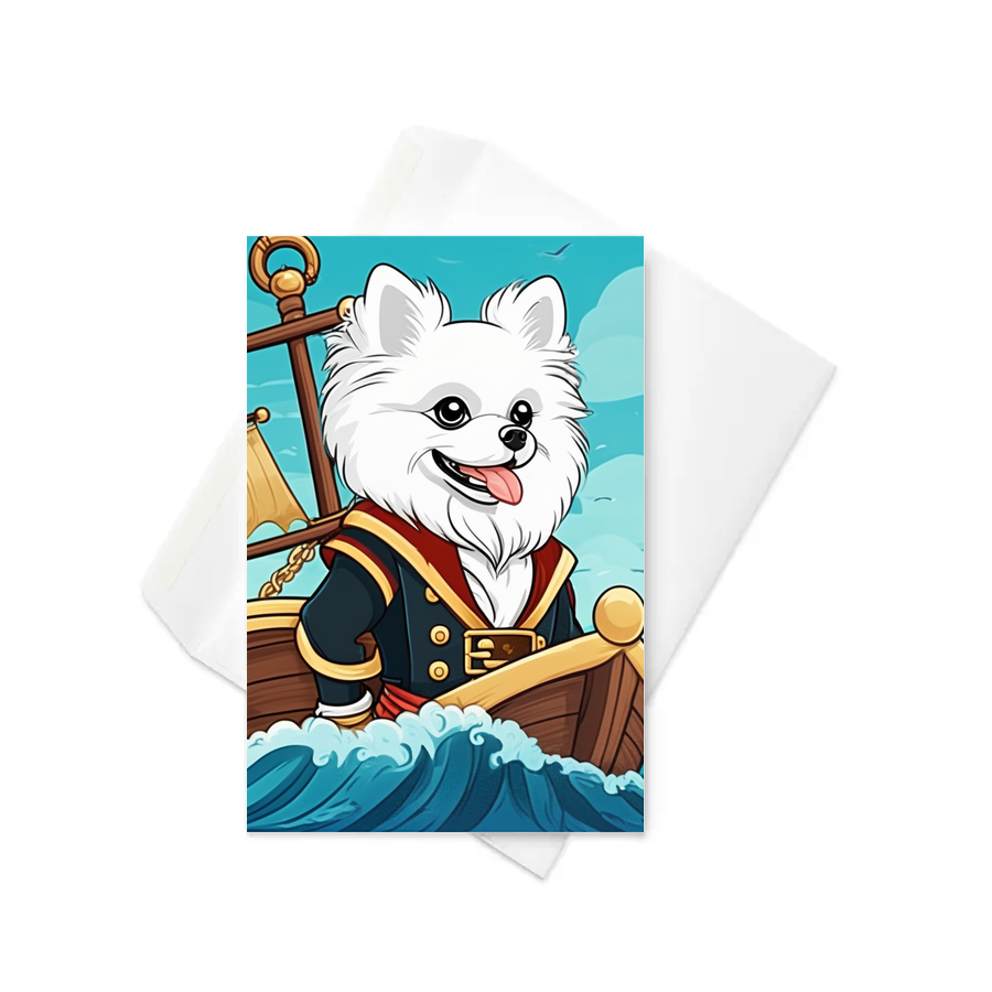 PugMug Custom White Pomeranian Greeting Card