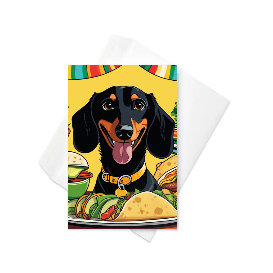 PugMug Custom Black Dachshund Greeting Card