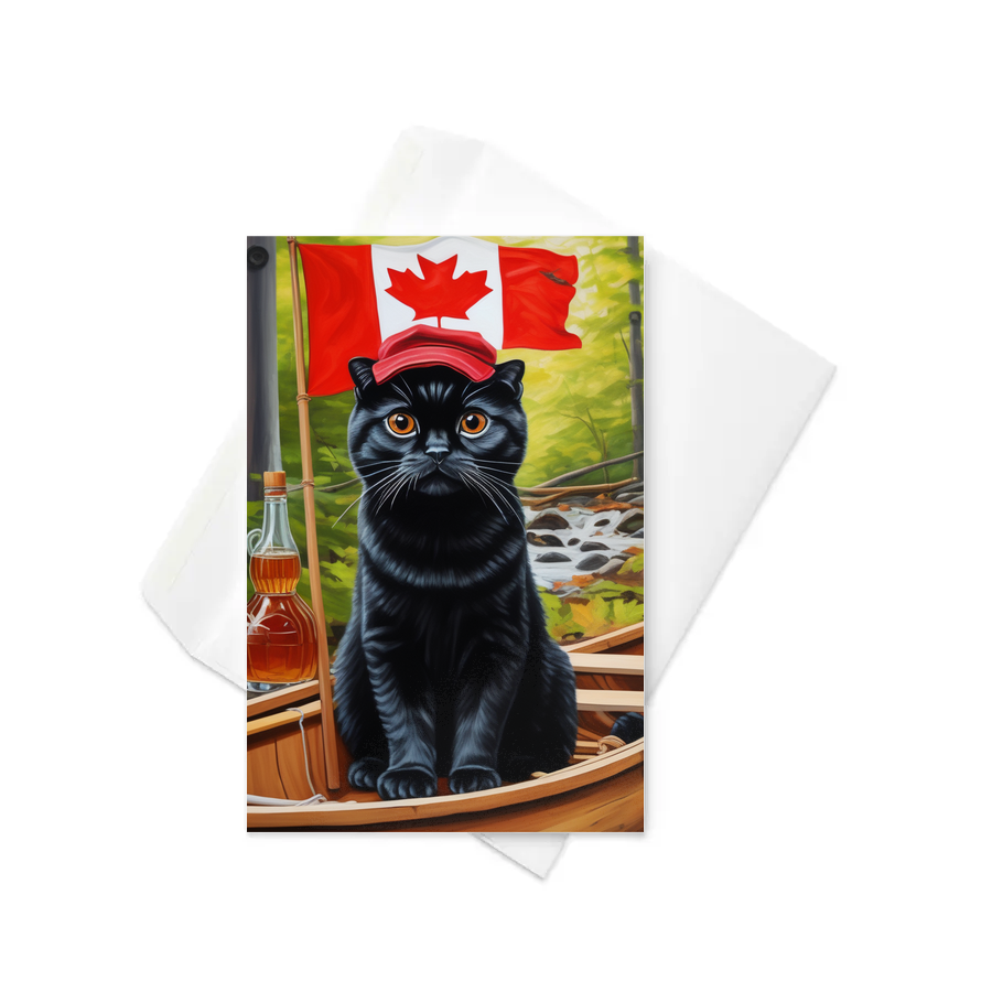 PugMug Custom Black Scottish Fold Cat Greeting Card