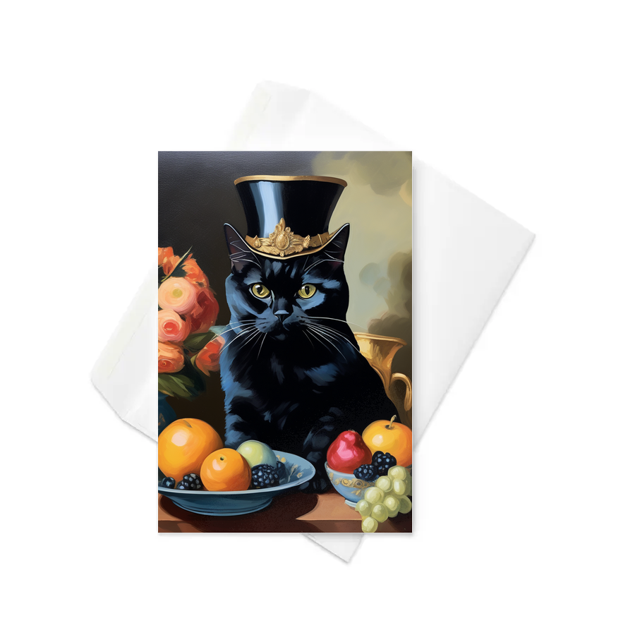 PugMug Custom Black British Shorthair Cat Greeting Card