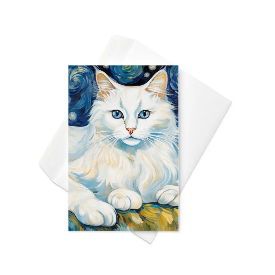 PugMug Custom White Ragdoll Cat Greeting Card
