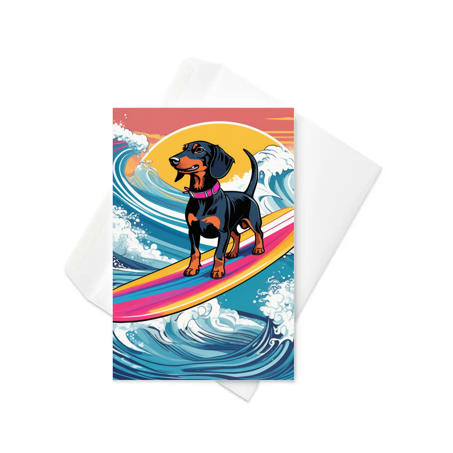 PugMug Custom Black Dachshund Greeting Card