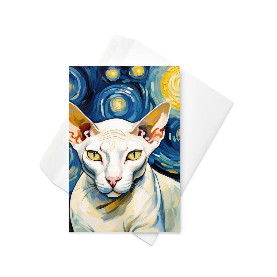 PugMug Custom White Sphynx Cat Greeting Card