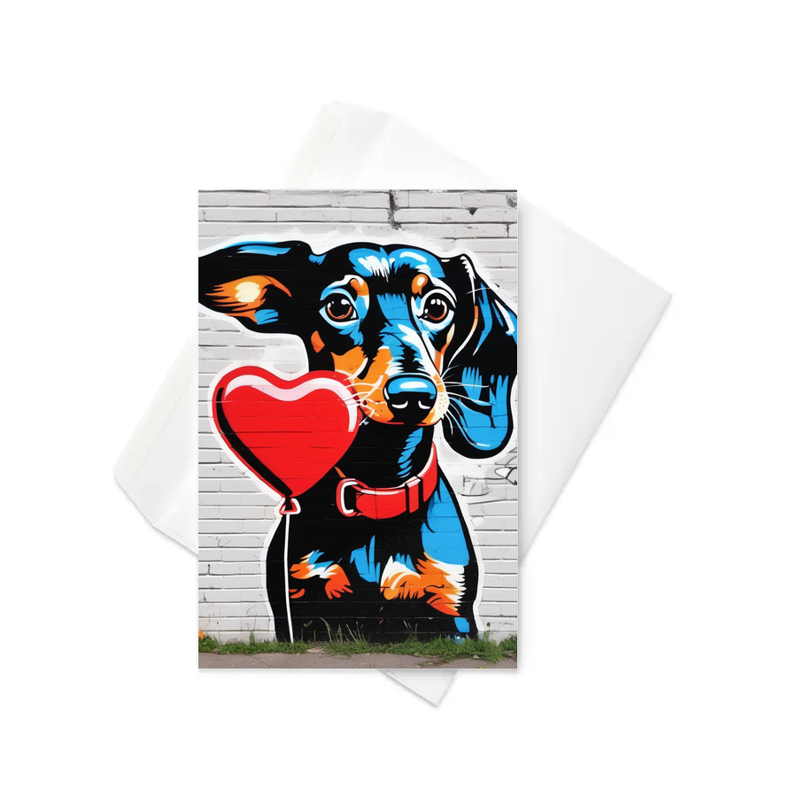 PugMug Custom Black Dachshund Greeting Card