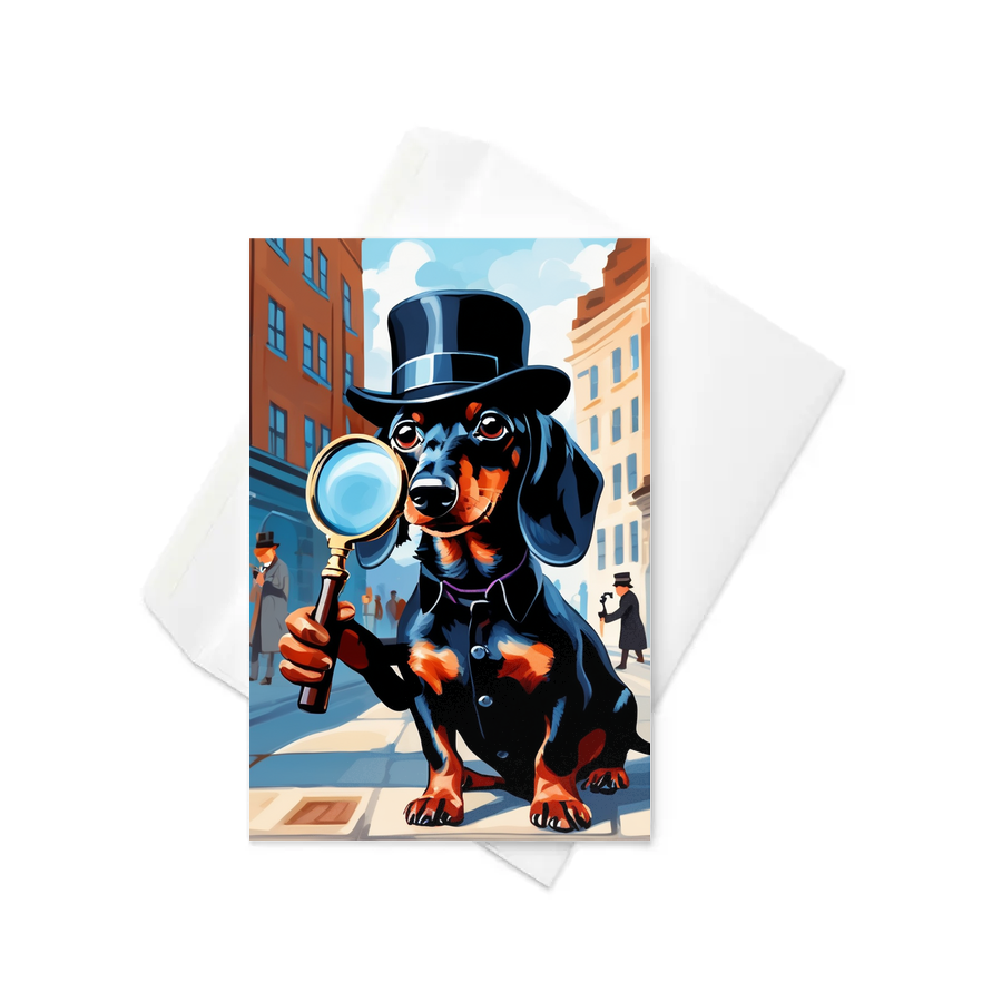 PugMug Custom Black Dachshund Greeting Card