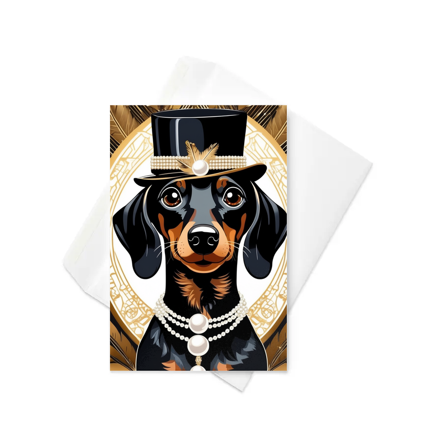 PugMug Custom Black Dachshund Greeting Card