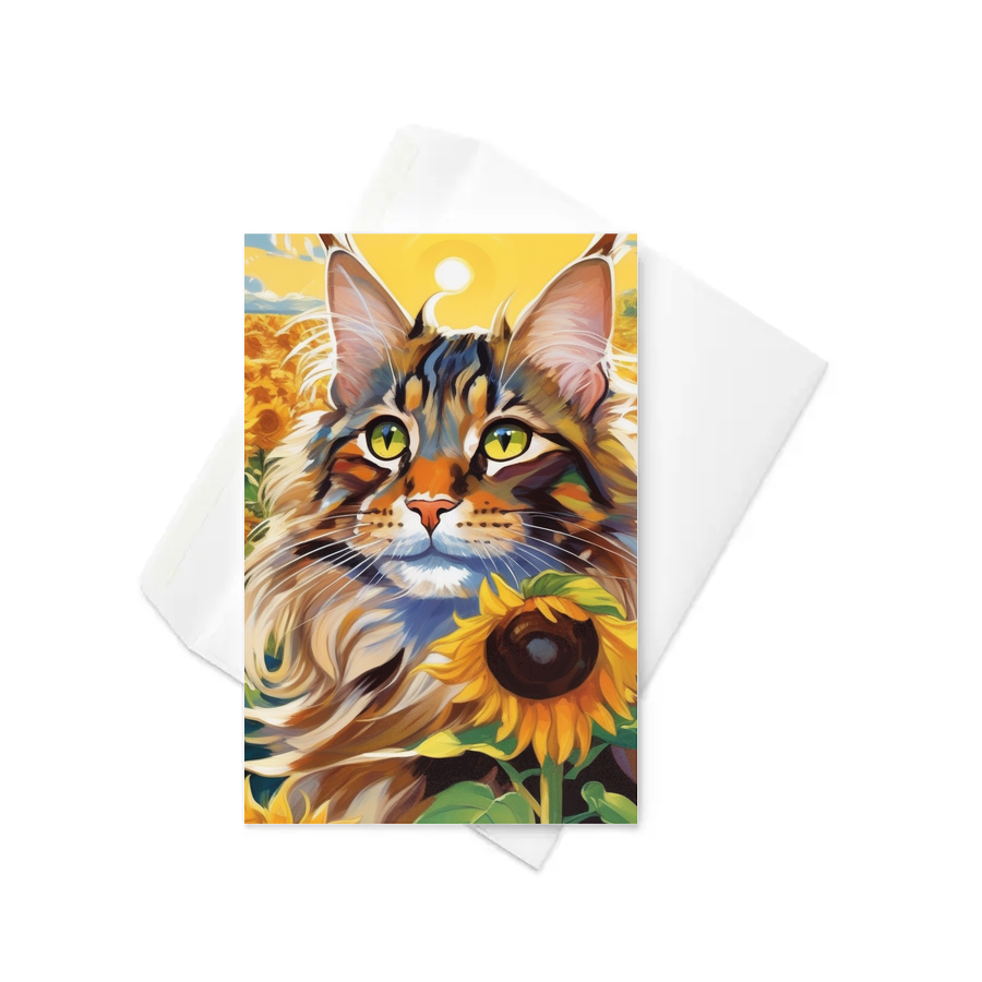 PugMug Custom Tabby Maine Coon Cat Greeting Card