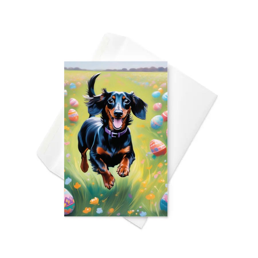 PugMug Custom Black Dachshund Greeting Card
