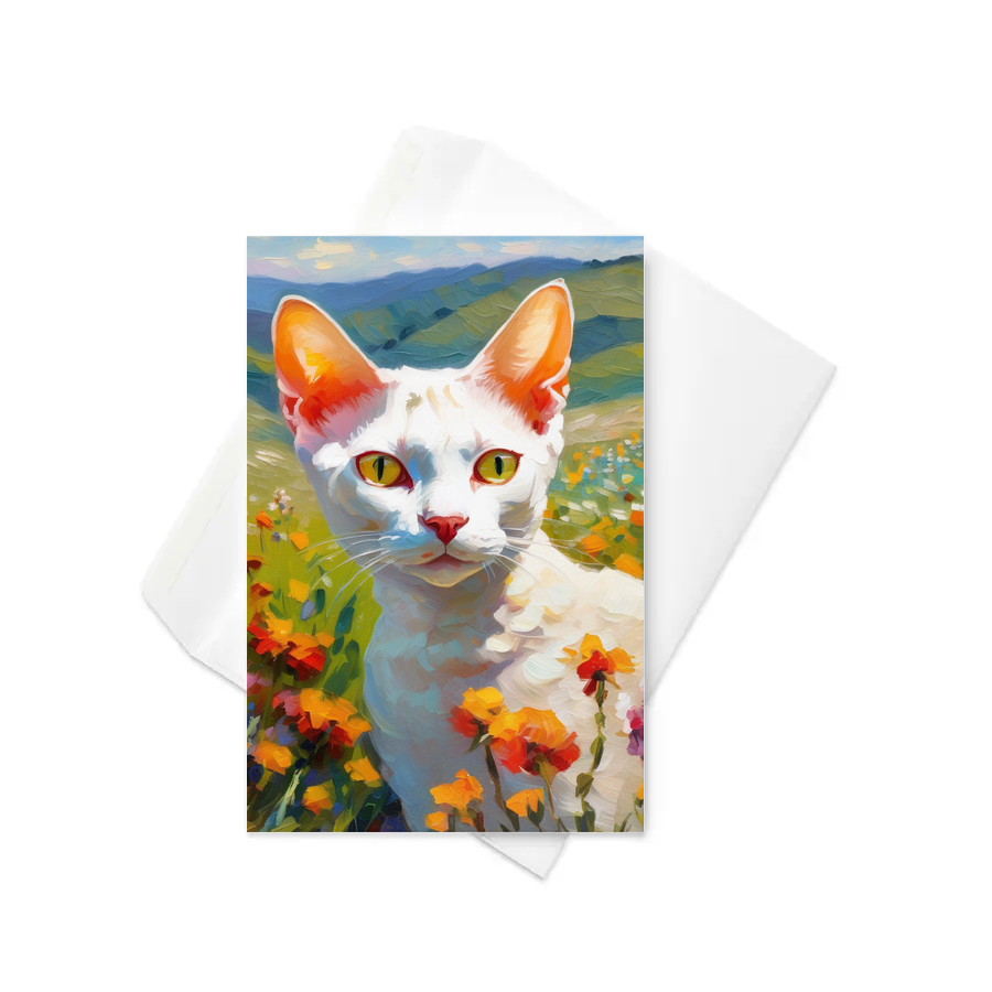 PugMug Custom White Devon Rex Cat Greeting Card