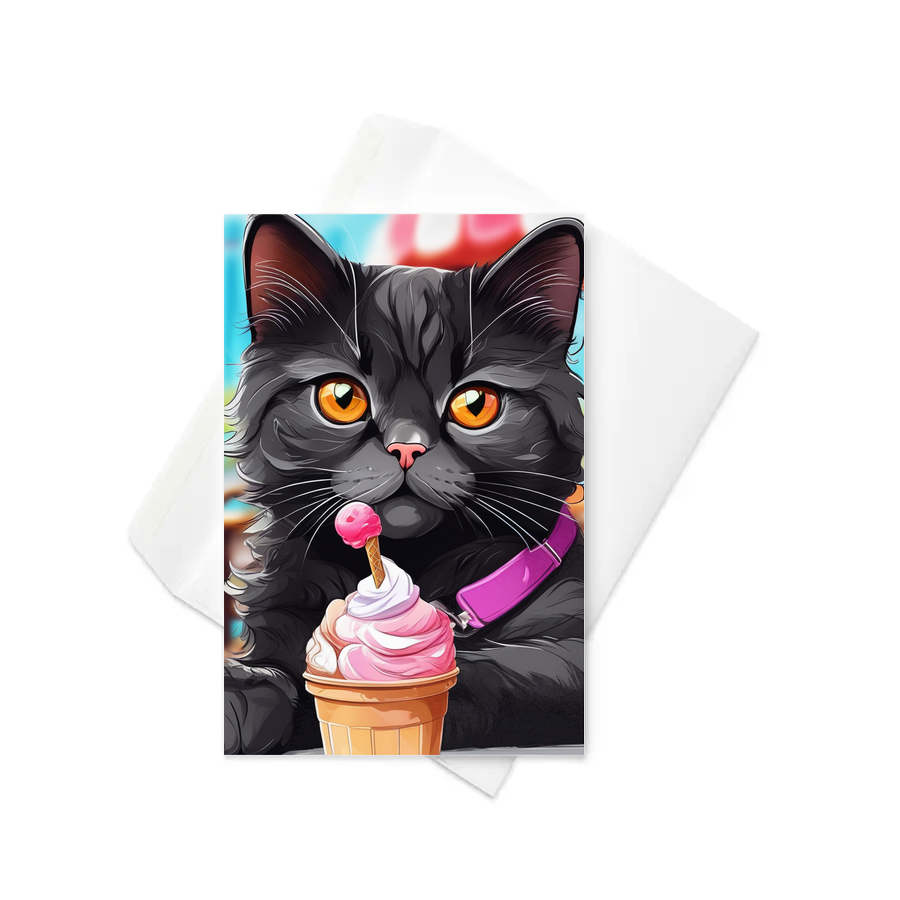 PugMug Custom Black Scottish Fold Cat Greeting Card