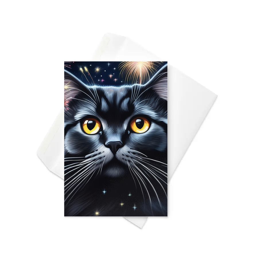 PugMug Custom Black Scottish Fold Cat Greeting Card