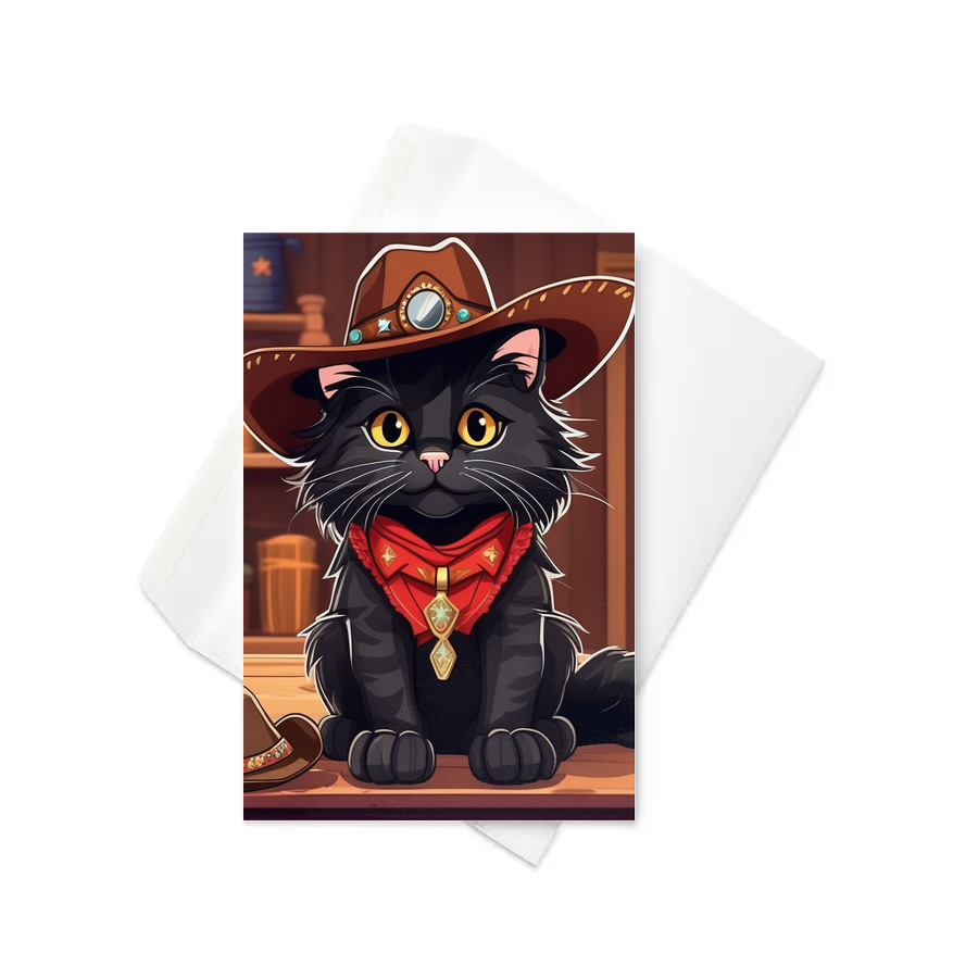 PugMug Custom Black Maine Coon Cat Greeting Card