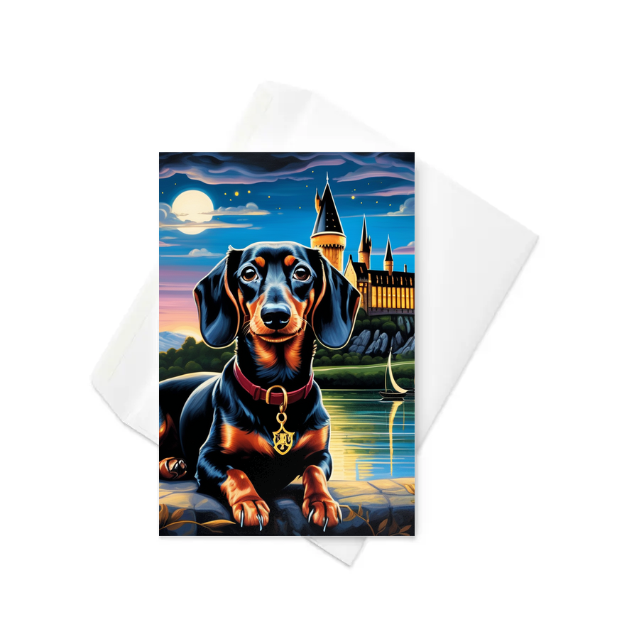 PugMug Custom Black Dachshund Greeting Card