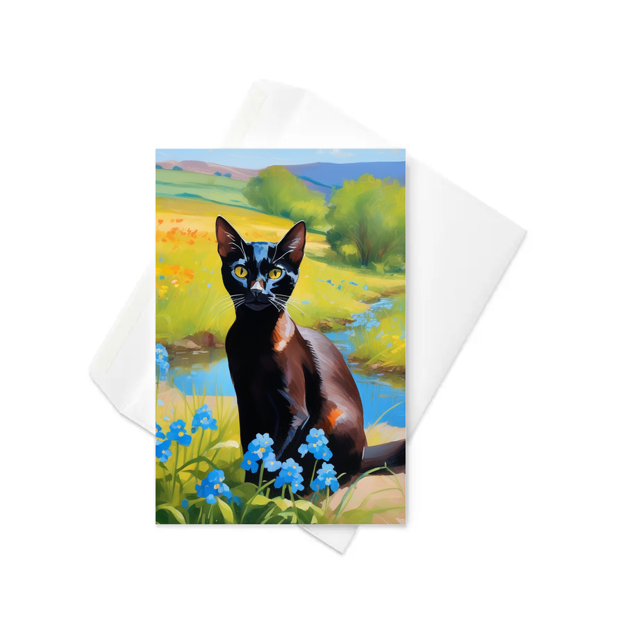 PugMug Custom Black Abyssinian Cat Greeting Card