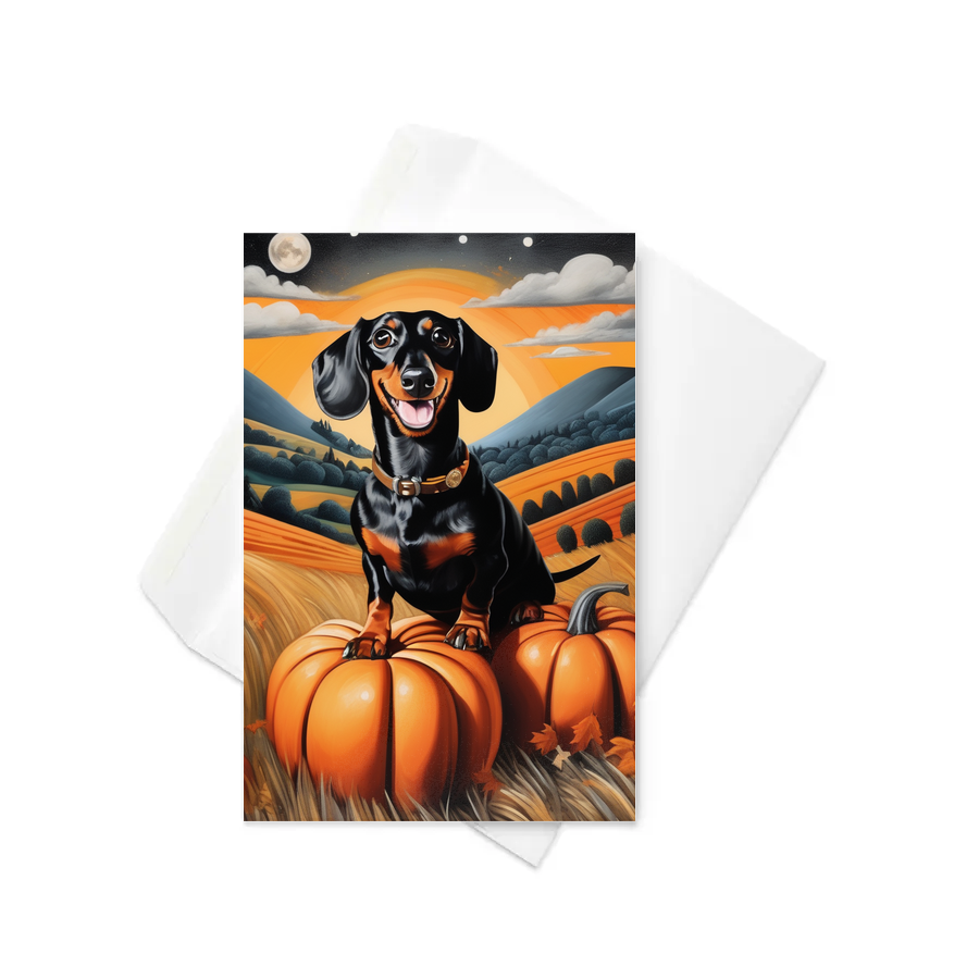 PugMug Custom Black Dachshund Greeting Card