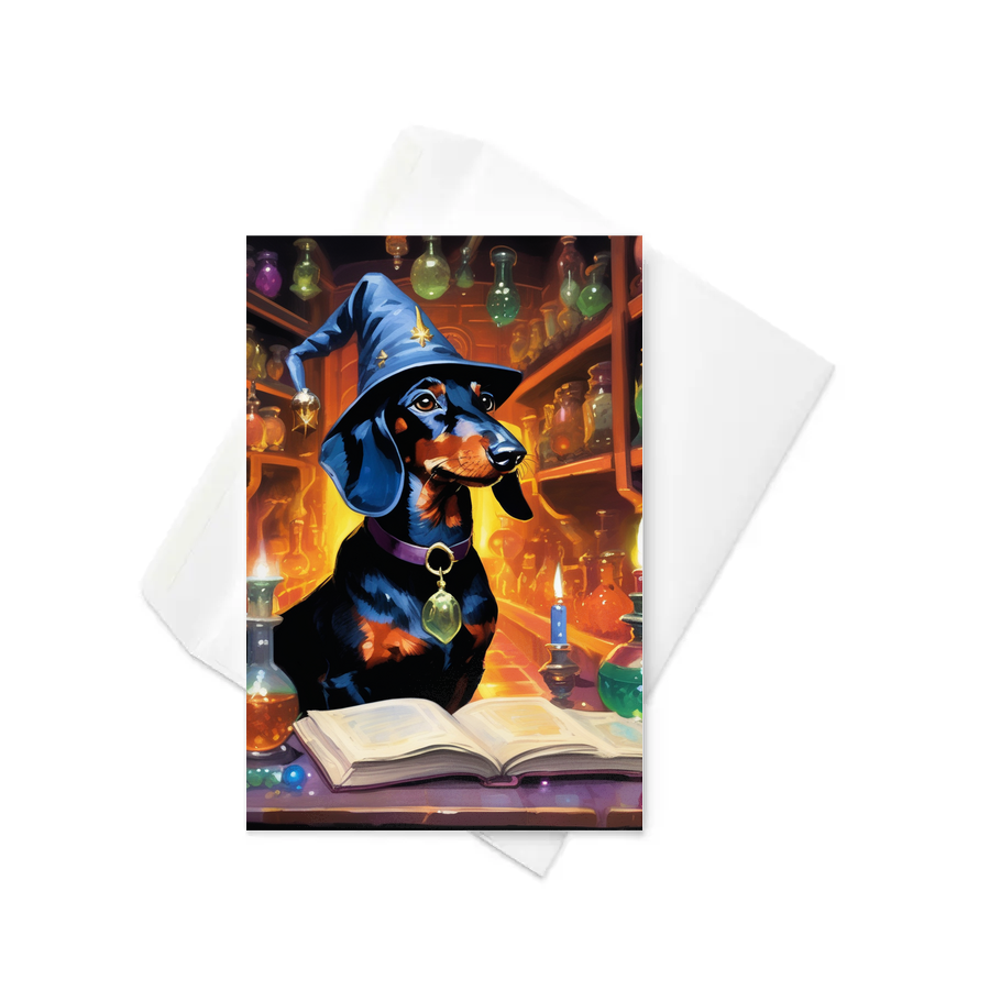 PugMug Custom Black Dachshund Greeting Card