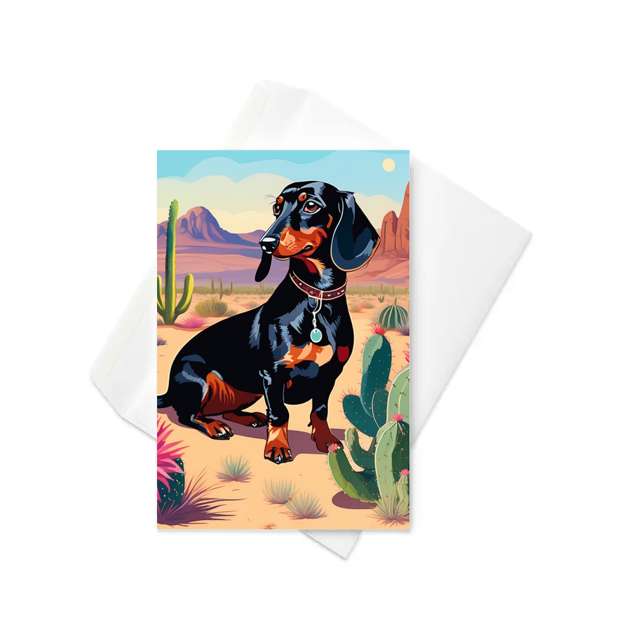PugMug Custom Black Dachshund Greeting Card