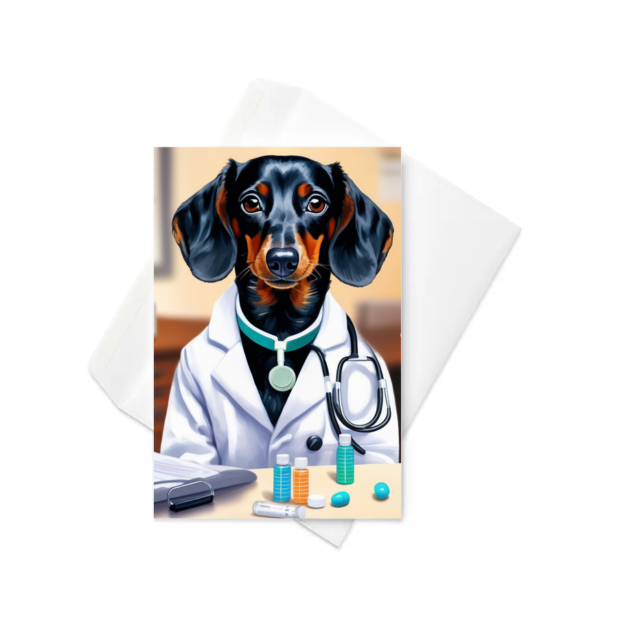 PugMug Custom Black Dachshund Greeting Card