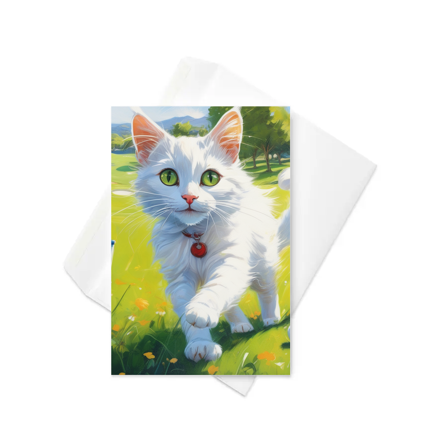 PugMug Custom White Companion Cat Greeting Card