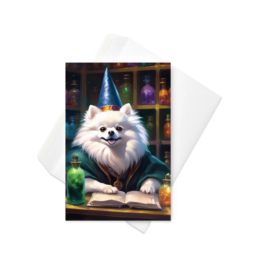 PugMug Custom White Pomeranian Greeting Card