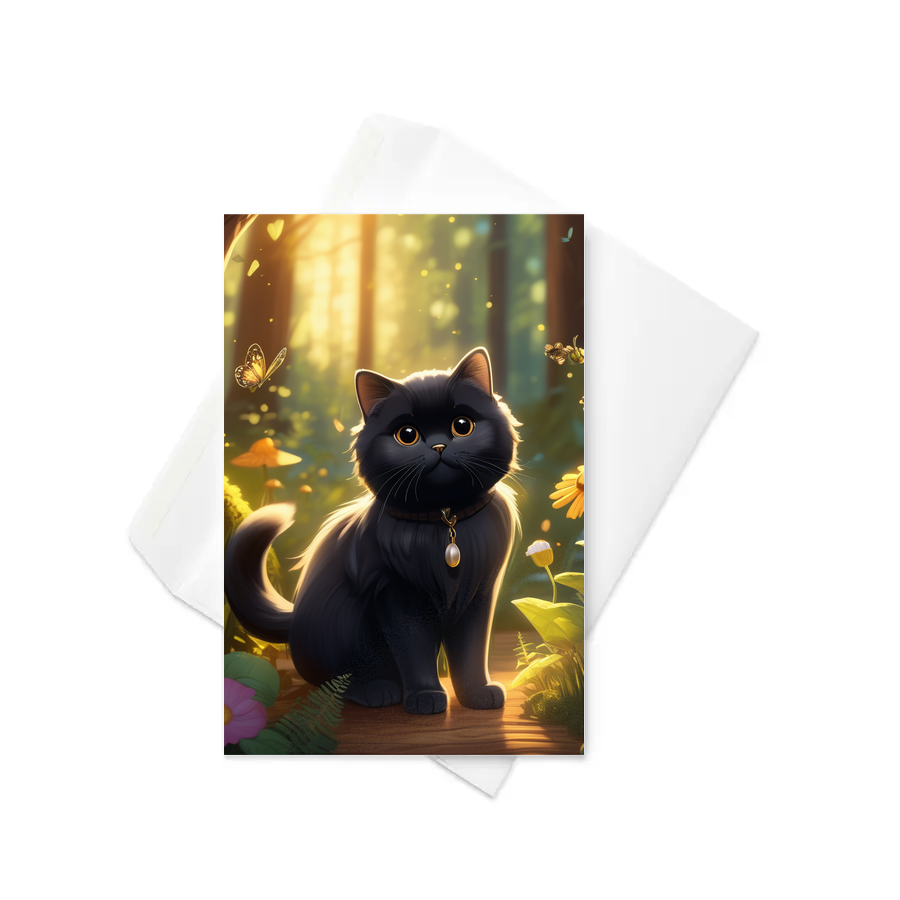 PugMug Custom Black Scottish Fold Cat Greeting Card