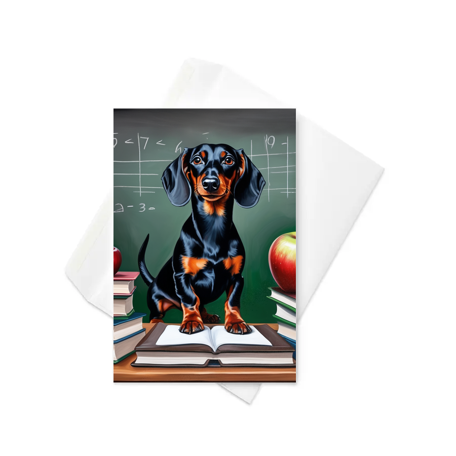PugMug Custom Black Dachshund Greeting Card