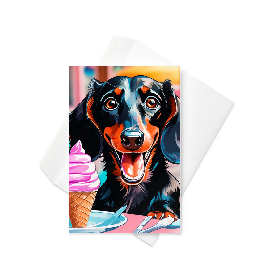PugMug Custom Black Dachshund Greeting Card