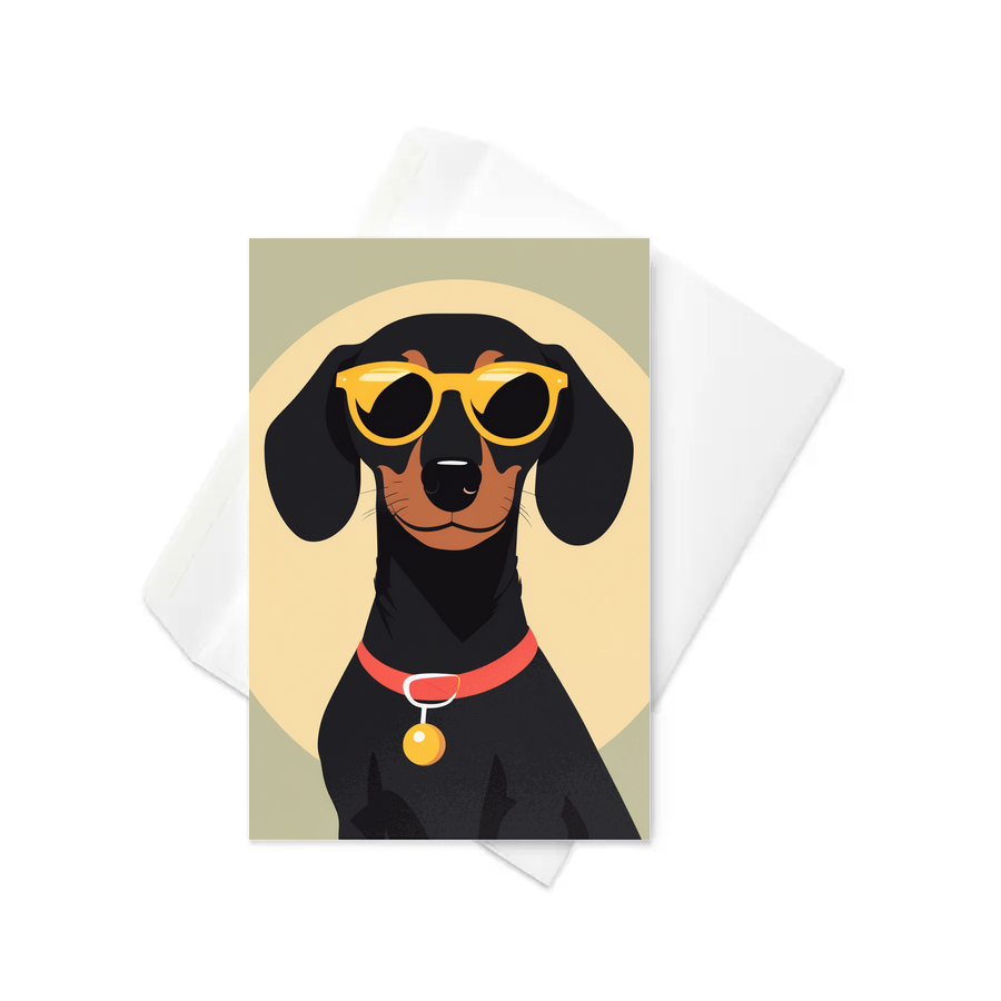PugMug Custom Black Dachshund Greeting Card