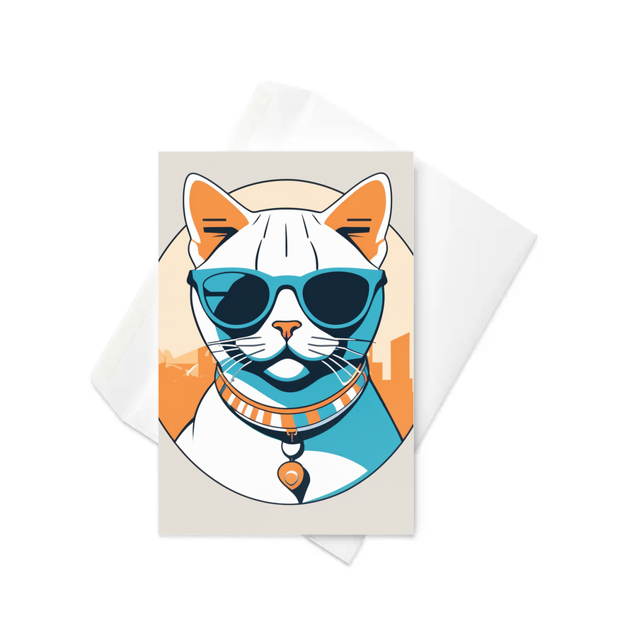 PugMug Custom White American Shorthair Cat Greeting Card