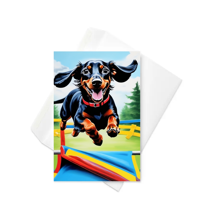 PugMug Custom Black Dachshund Greeting Card