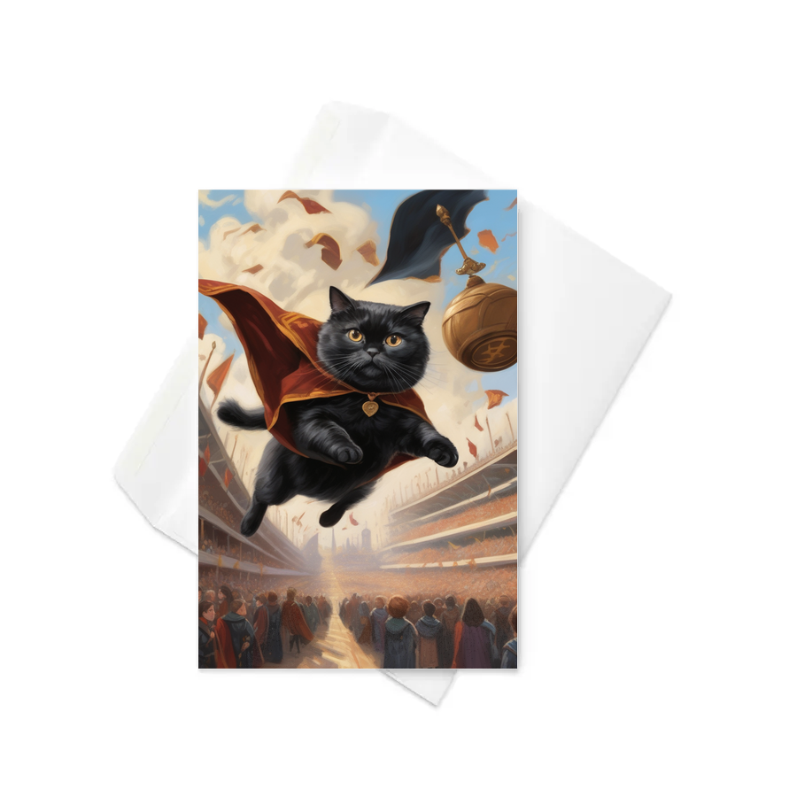 PugMug Custom Black Scottish Fold Cat Greeting Card