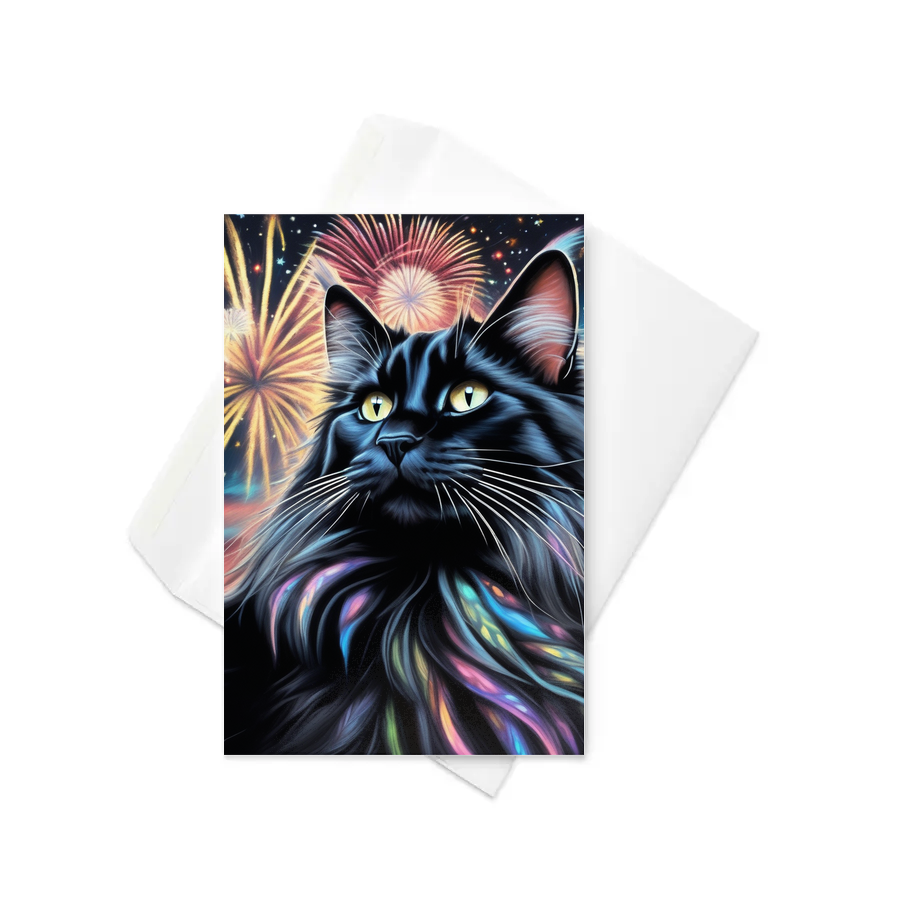 PugMug Custom Black Maine Coon Cat Greeting Card