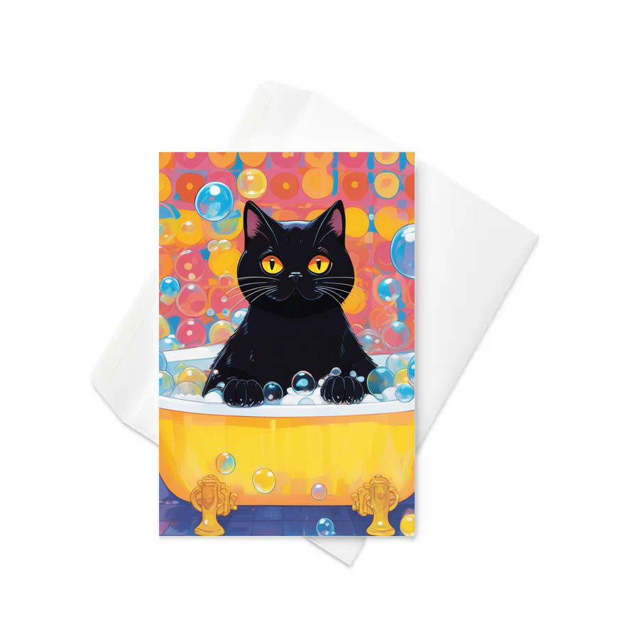 PugMug Custom Black British Shorthair Cat Greeting Card