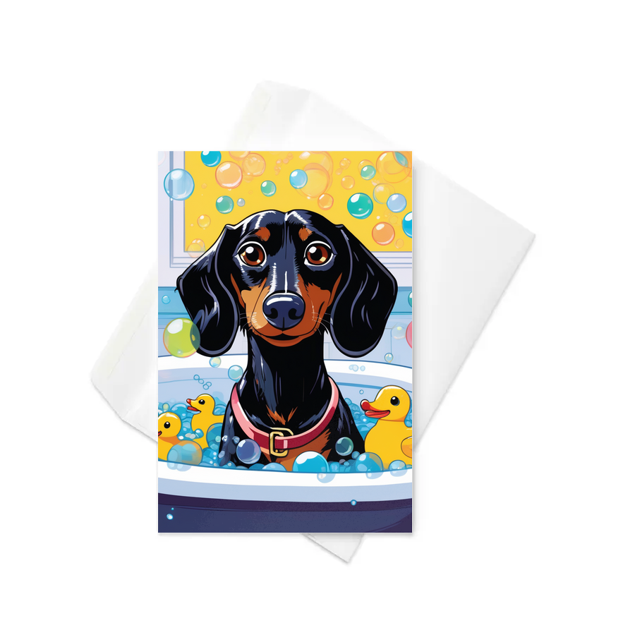 PugMug Custom Black Dachshund Greeting Card