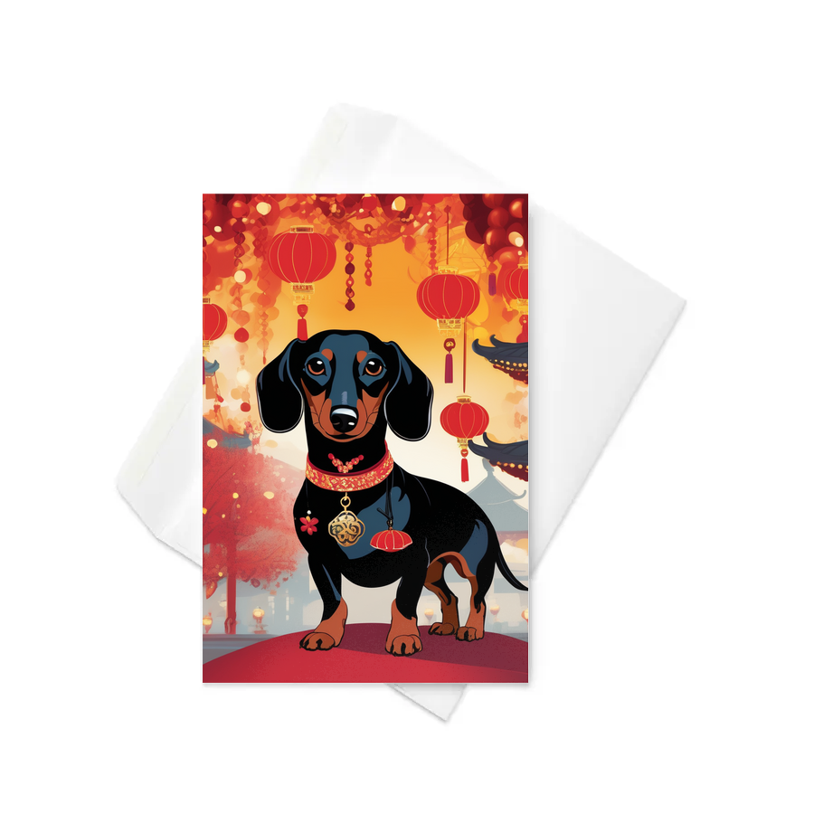 PugMug Custom Black Dachshund Greeting Card