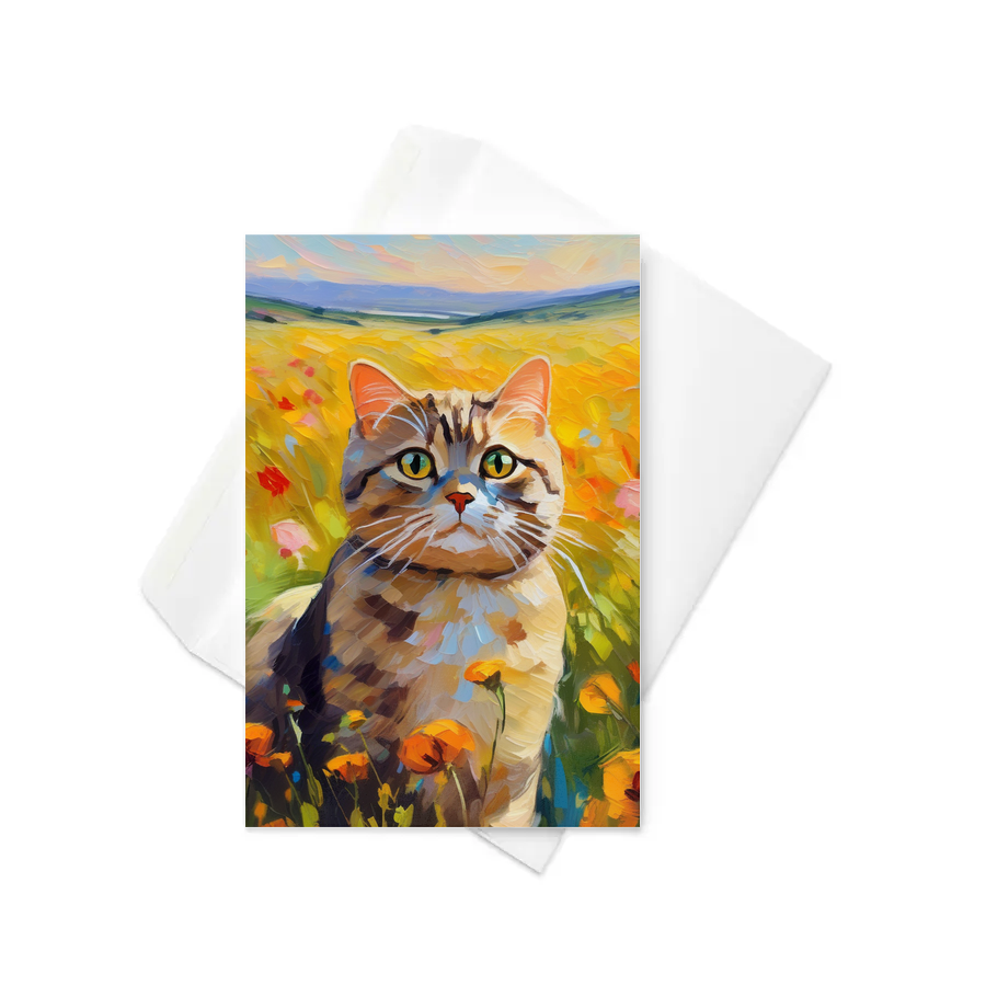 PugMug Custom Tabby Scottish Fold Cat Greeting Card