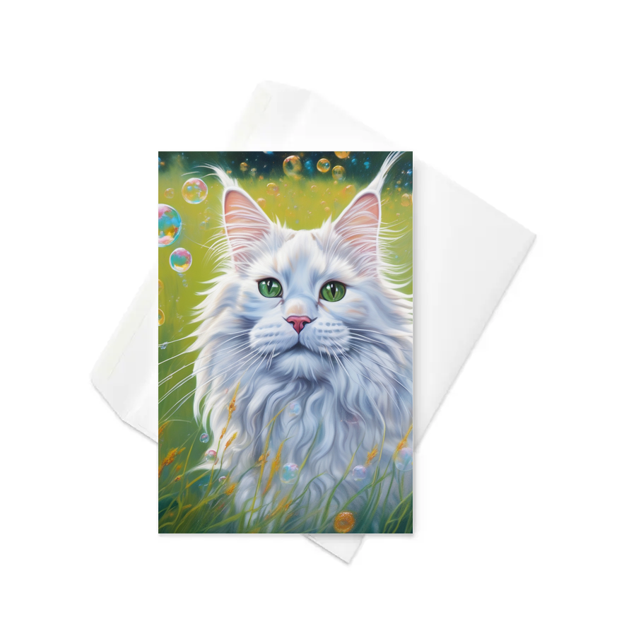 PugMug Custom White Maine Coon Cat Greeting Card