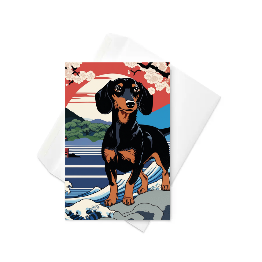 PugMug Custom Black Dachshund Greeting Card