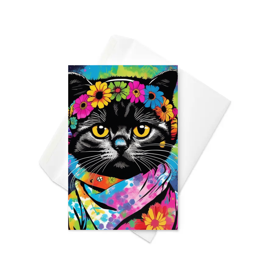 PugMug Custom Black Scottish Fold Cat Greeting Card